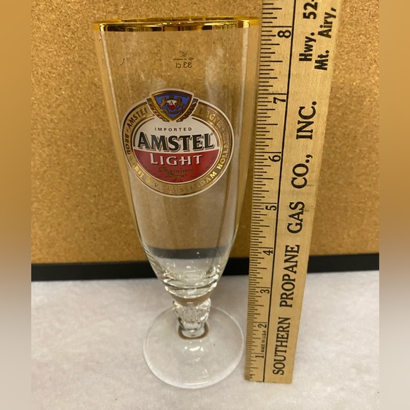 8” Amstel Light Beer Glass w/ Gold Rim - Picture 5 of 7